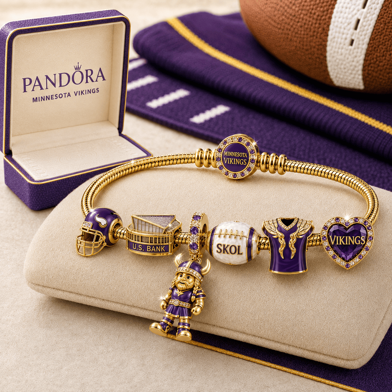 MNVK Gold Charm Bracelet Set TMH