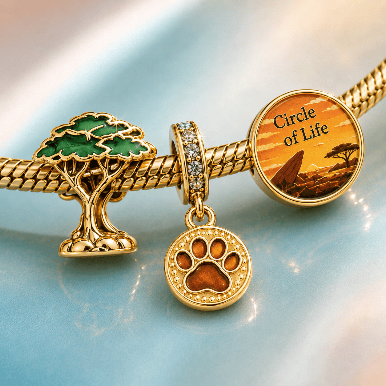 TLK Gold Charm Bracelet Set TTTT