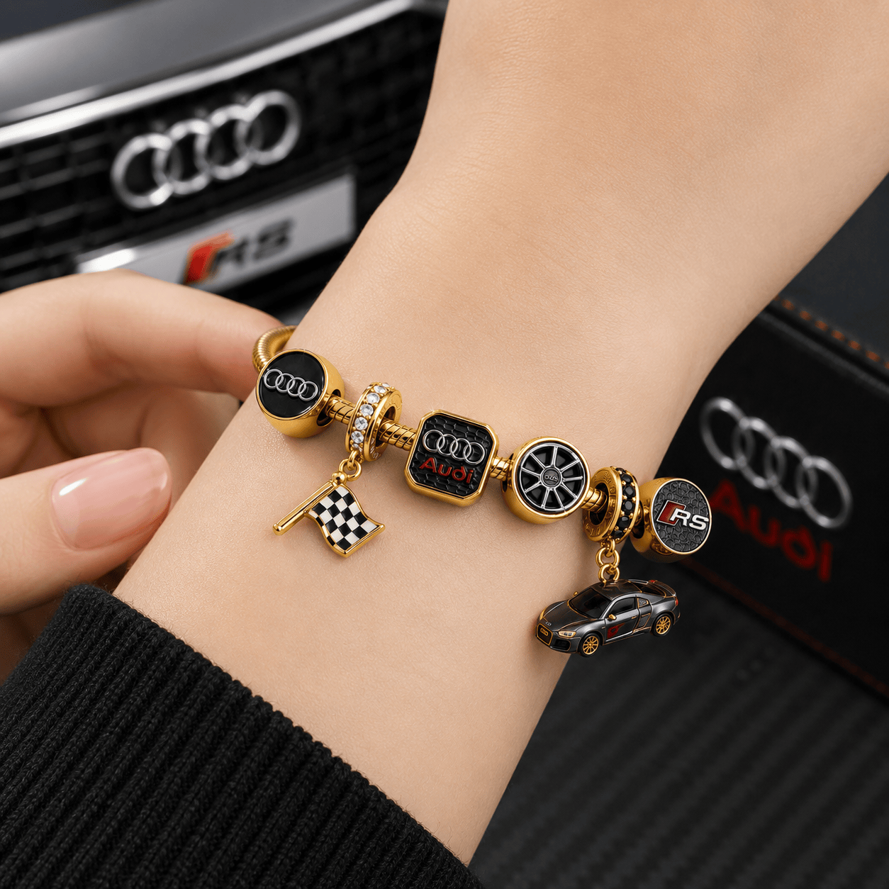 AUDI Gold Charm Bracelet Set TTTT