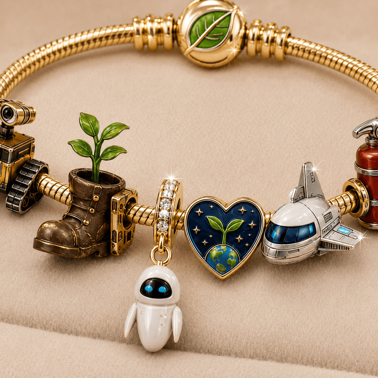 WLLE Gold Charm Bracelet Set TMH