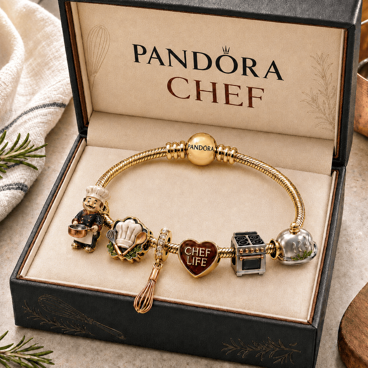 CHEF Gold Charm Bracelet Set TMH