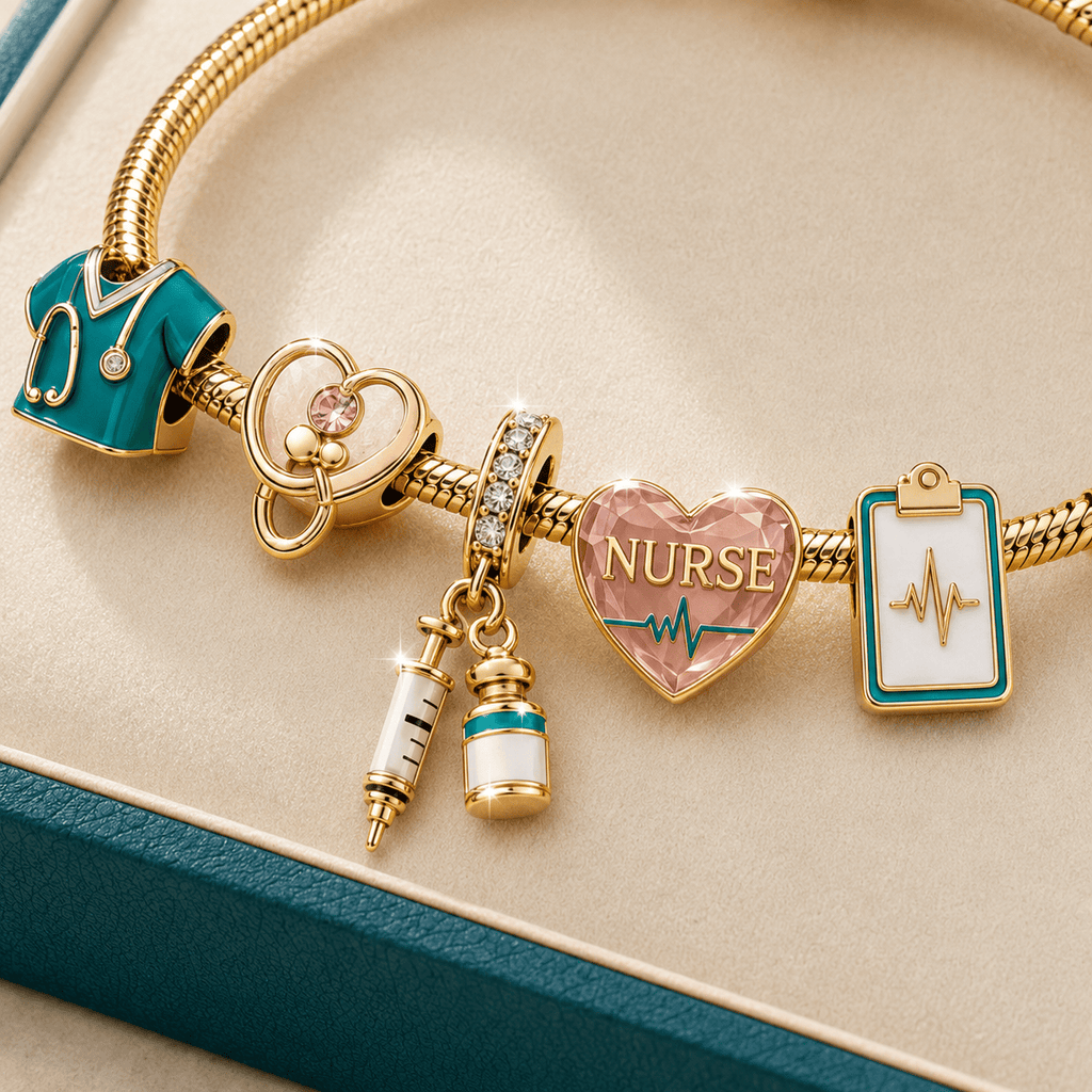 NURSE Gold Charm Bracelet Set TMH