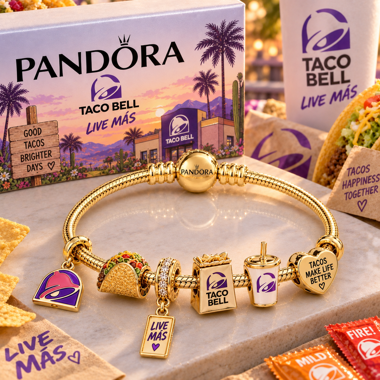 TCB Gold Charm Bracelet Set PTT