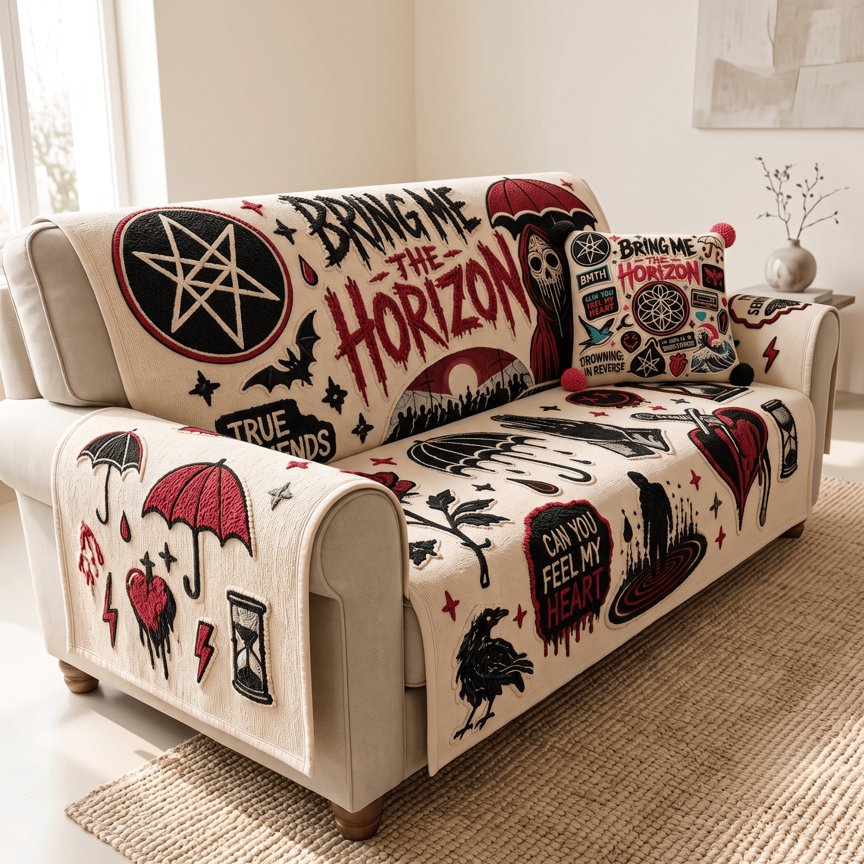 BMTH Tufted Sofa Cover & Pillow Set NTKO