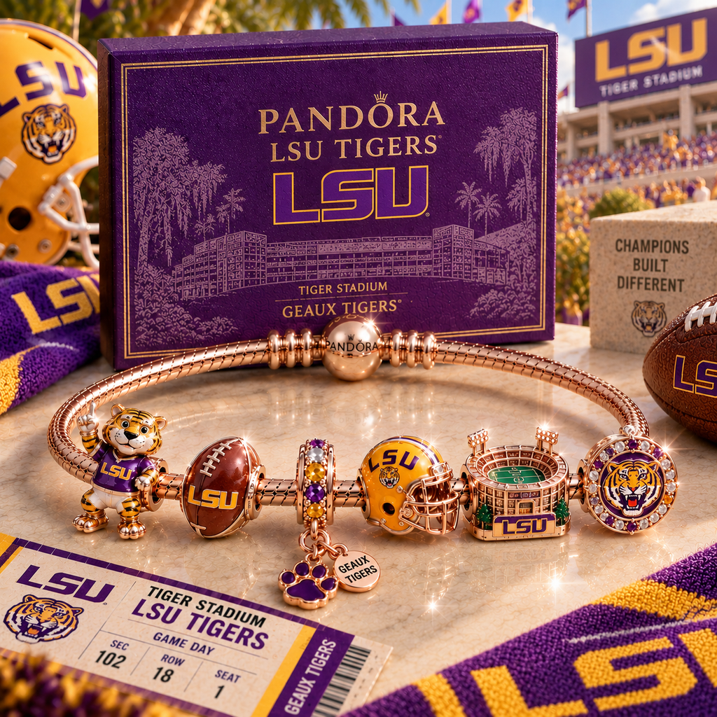 LSU Pink Gold Charm Bracelet Set PNPA