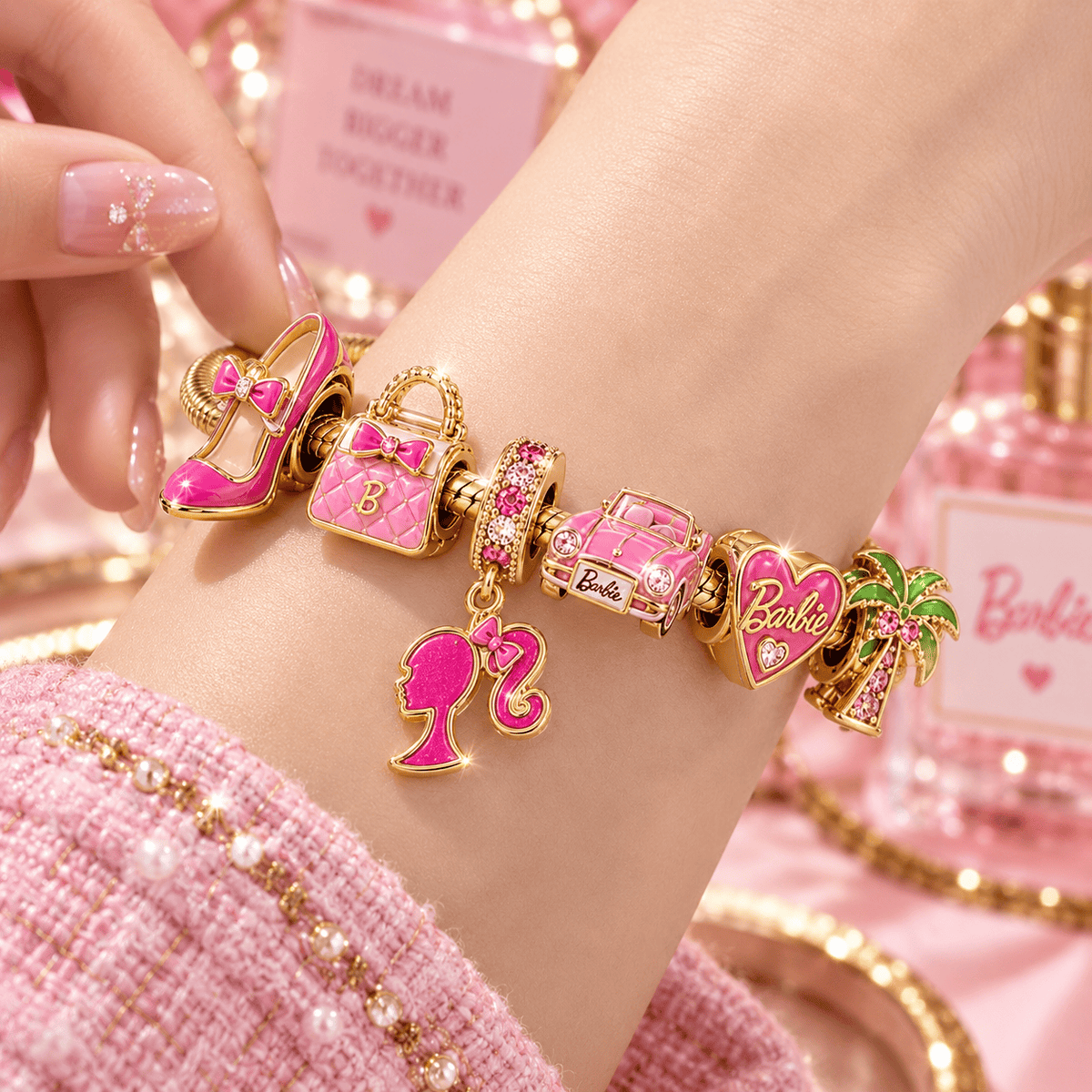 BBE Gold Charm Bracelet Set VTH