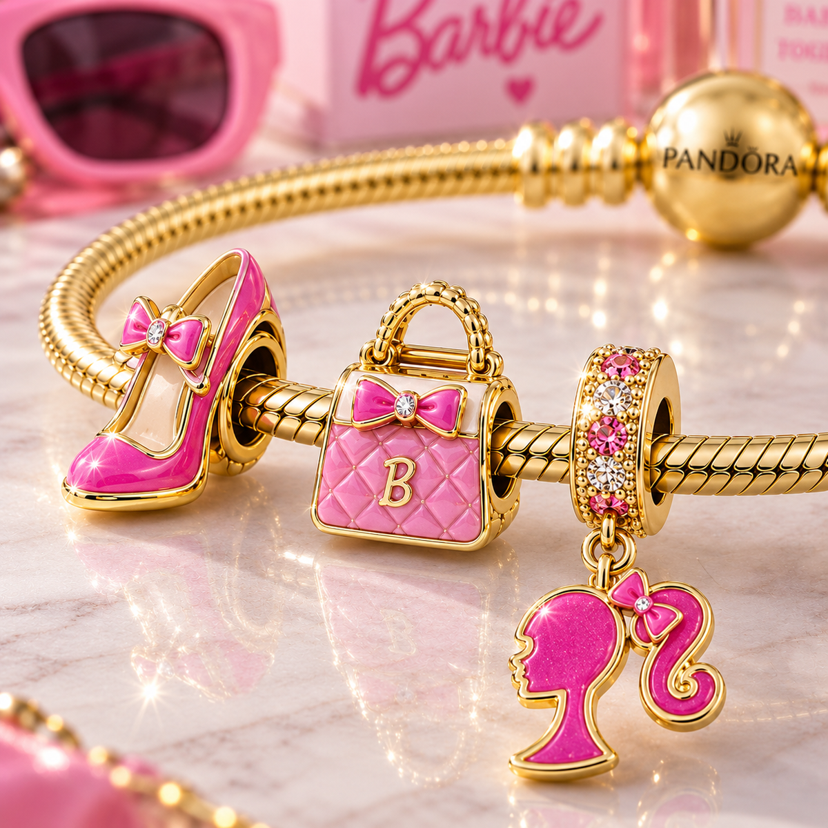 BBE Gold Charm Bracelet Set VTH