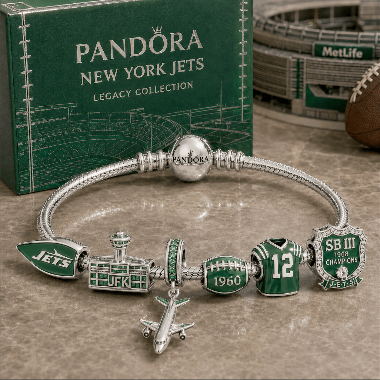 NYJ Silver Charm Bracelet Set NTVA