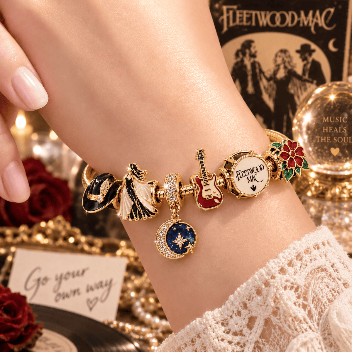FLM Gold Charm Bracelet Set VTH