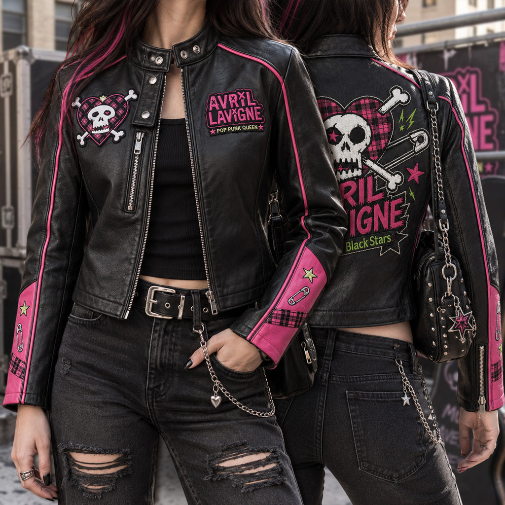 Premium AVLV Cropped Leather Zipper Jacket PVNA