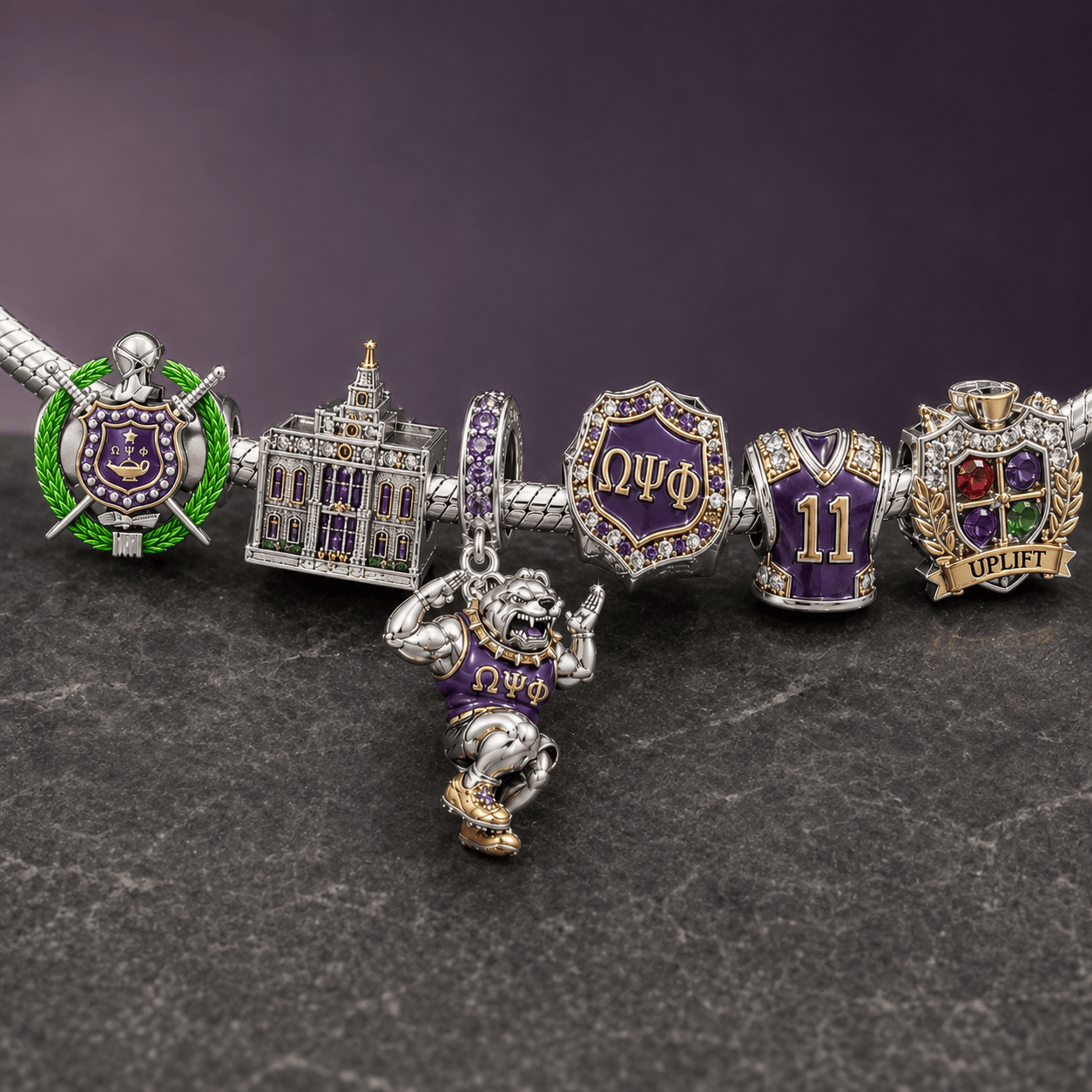 OMPP Silver Charm Bracelet Set NTVA