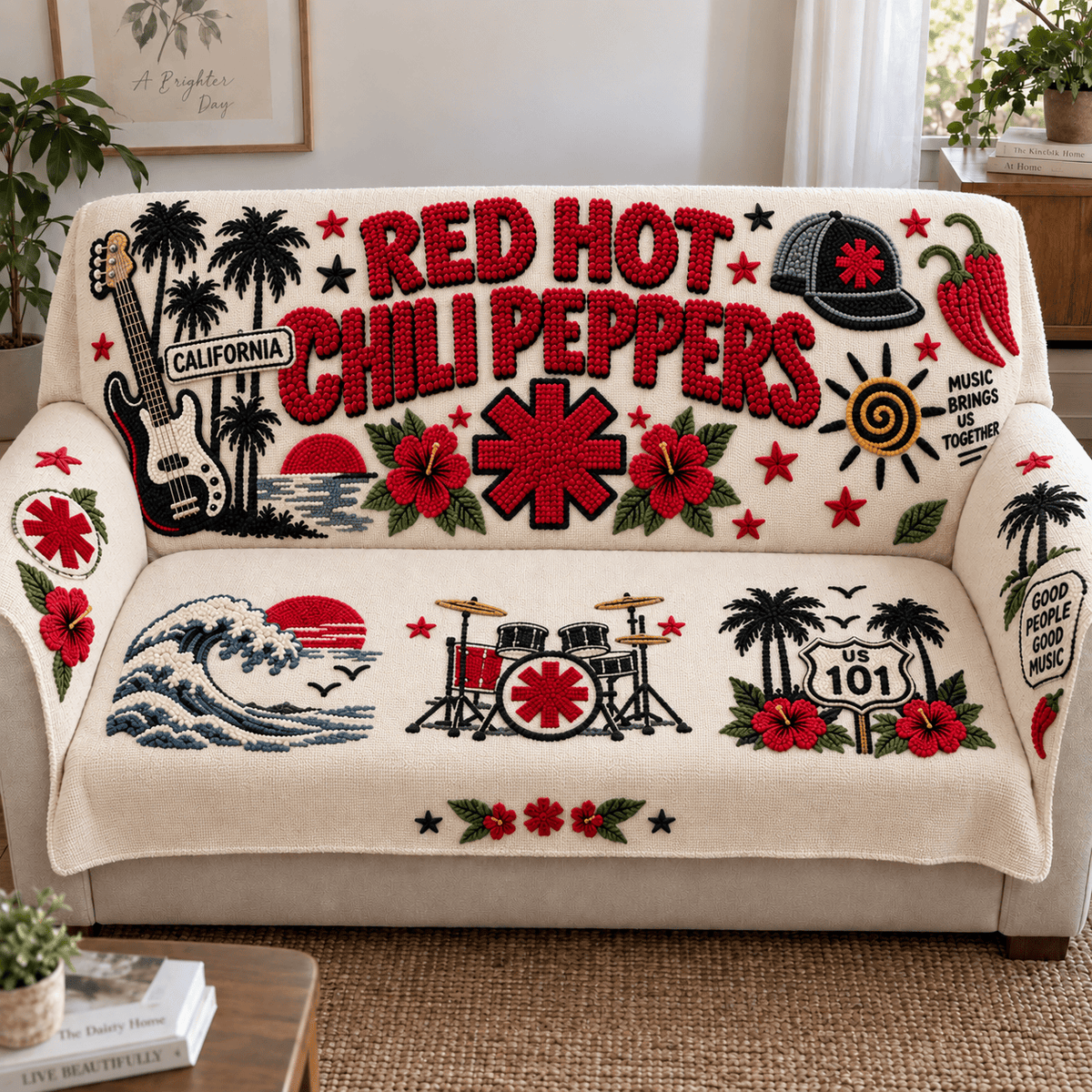 RHCP Tufted Sofa Cover & Pillow Set NTKO