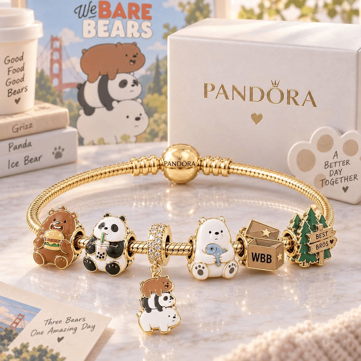WBBS Gold Charm Bracelet Set VTH