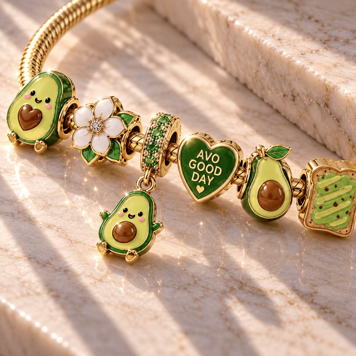 AVCD Gold Charm Bracelet Set TTN