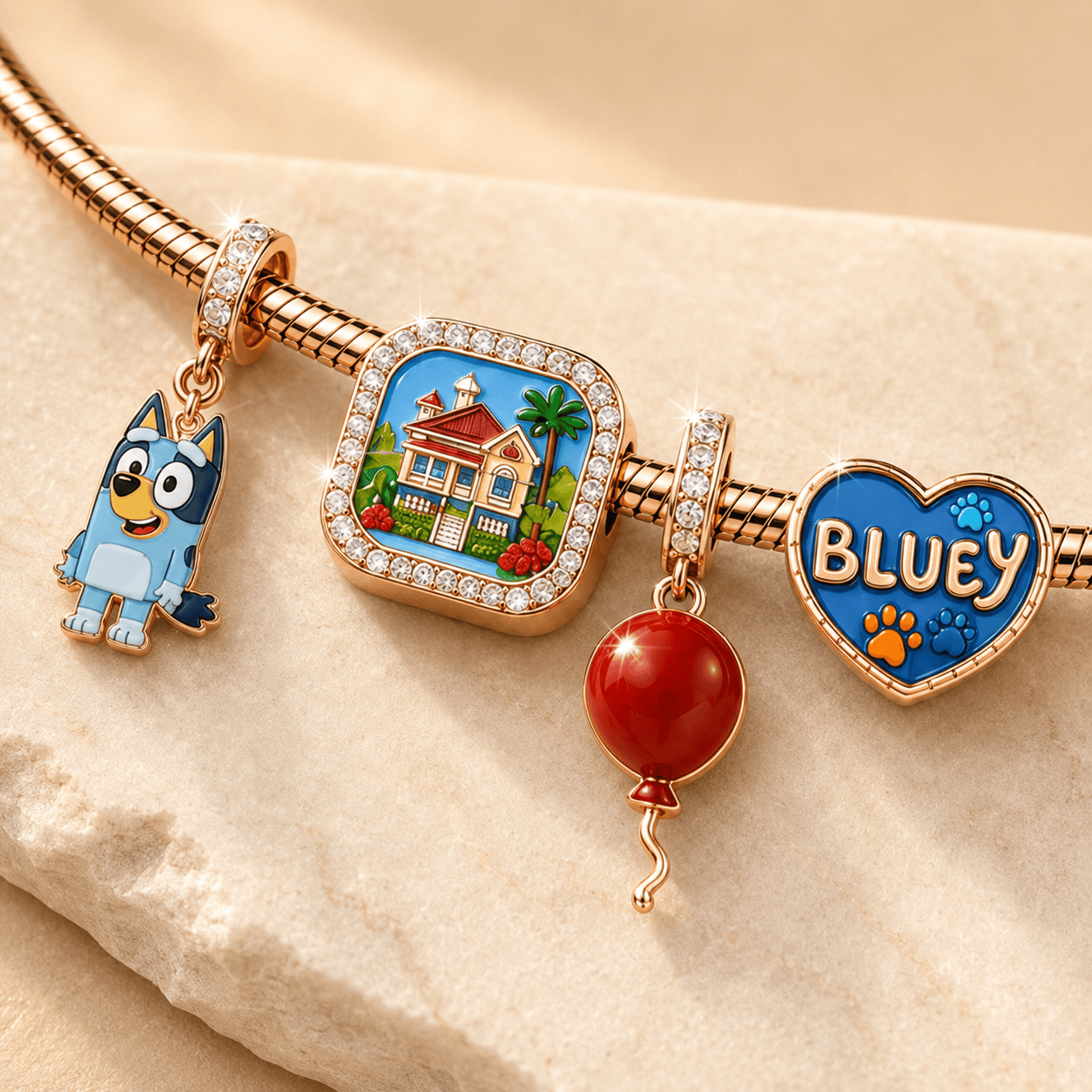 BLU Rose Gold Charm Bracelet Set TMH