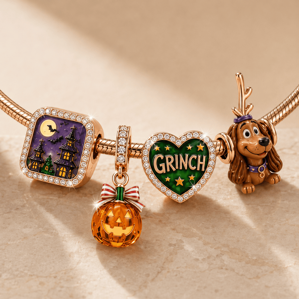 TGR Rose Gold Charm Bracelet Set TMH
