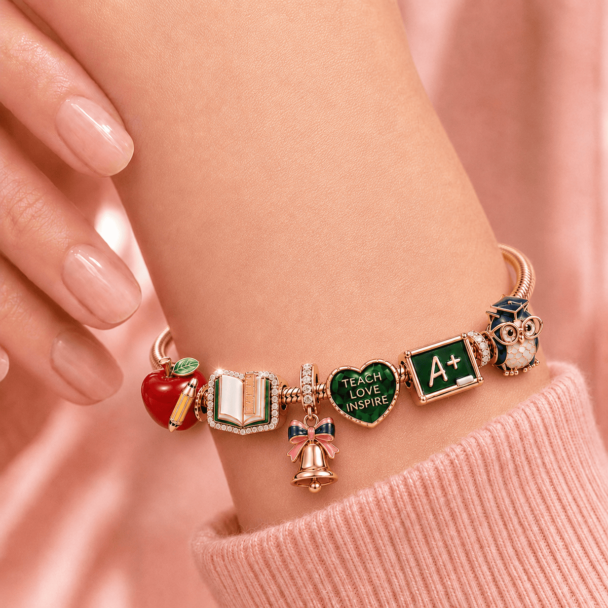 TEA Rose Gold Charm Bracelet Set TMH