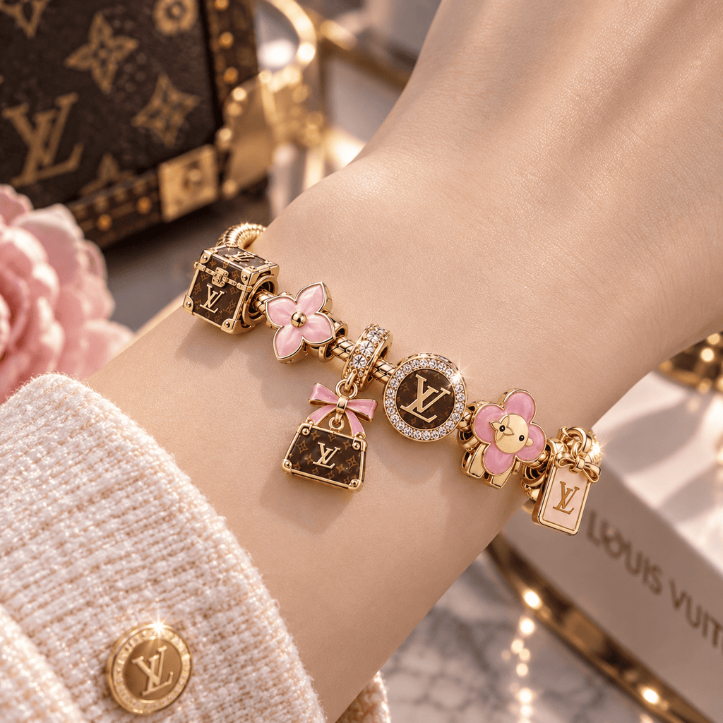 LV Gold Charm Bracelet Set TTN