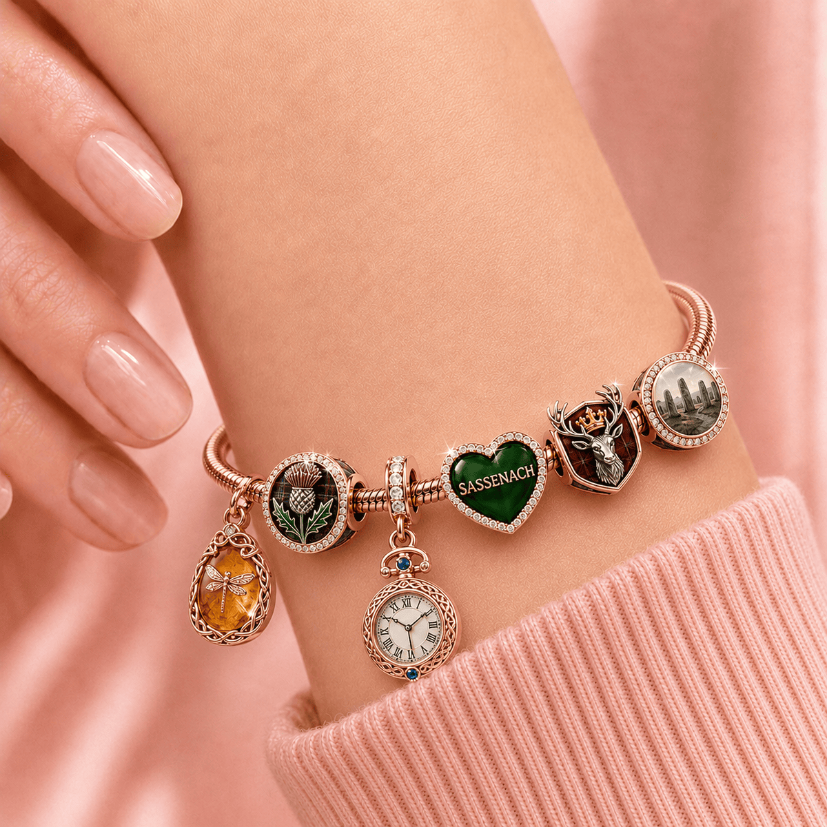 OTL Rose Gold Charm Bracelet Set TMH