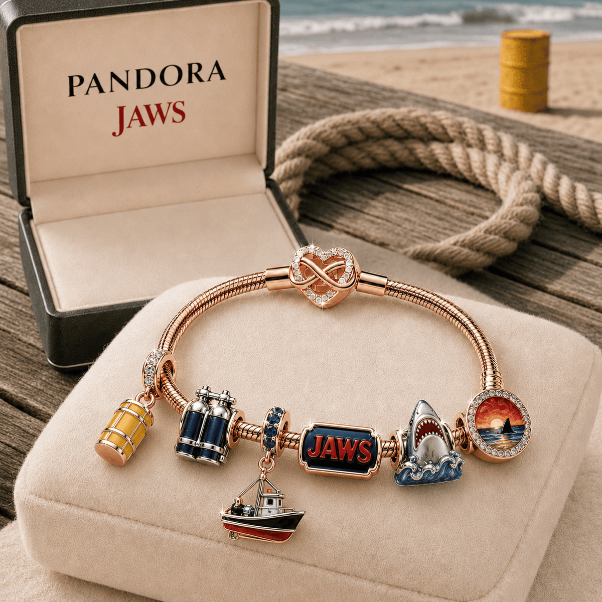 JAWS Rose Gold Charm Bracelet Set TMH