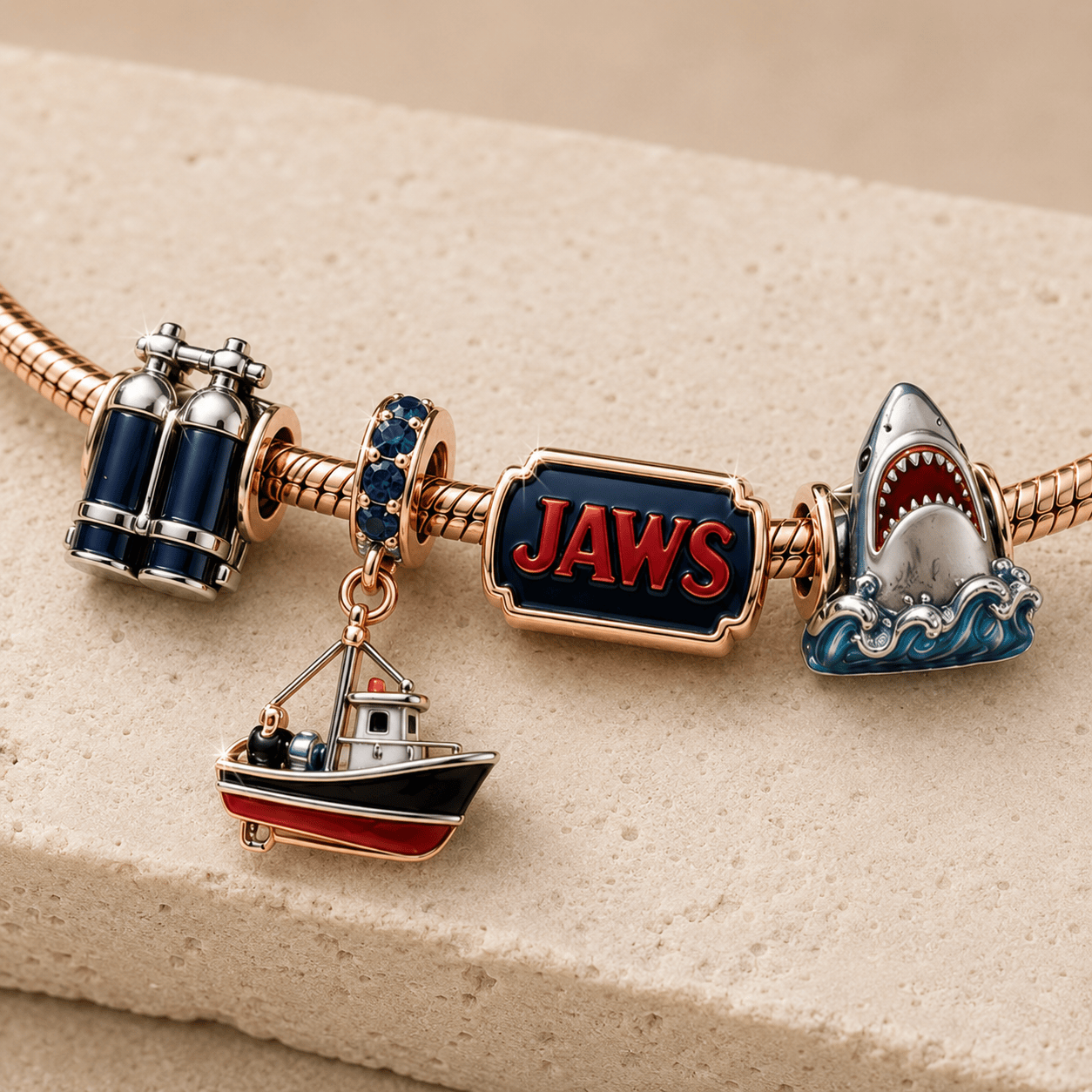 JAWS Rose Gold Charm Bracelet Set TMH