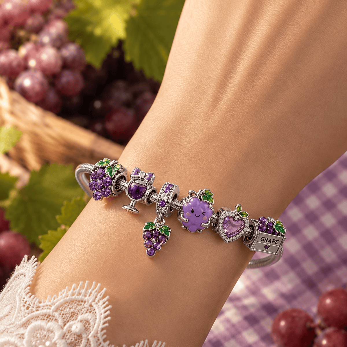 GRAPE Silver Charm Bracelet Set TTN
