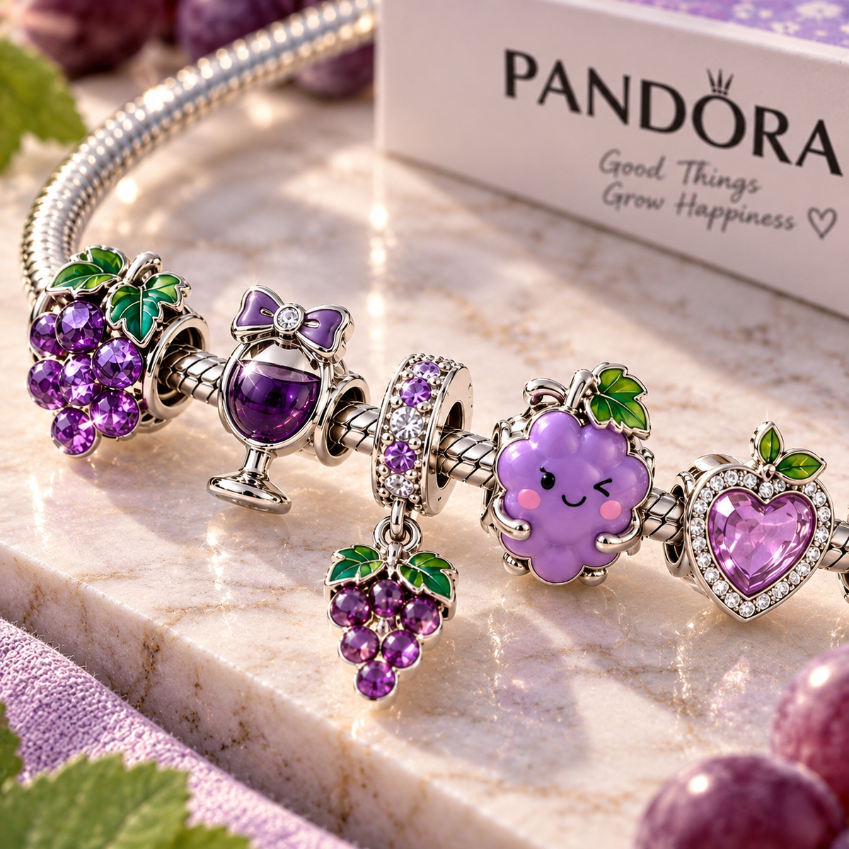 GRAPE Silver Charm Bracelet Set TTN