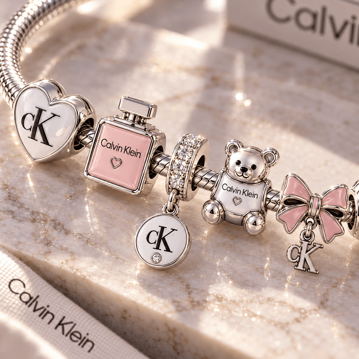 C&K Silver Charm Bracelet Set TTN