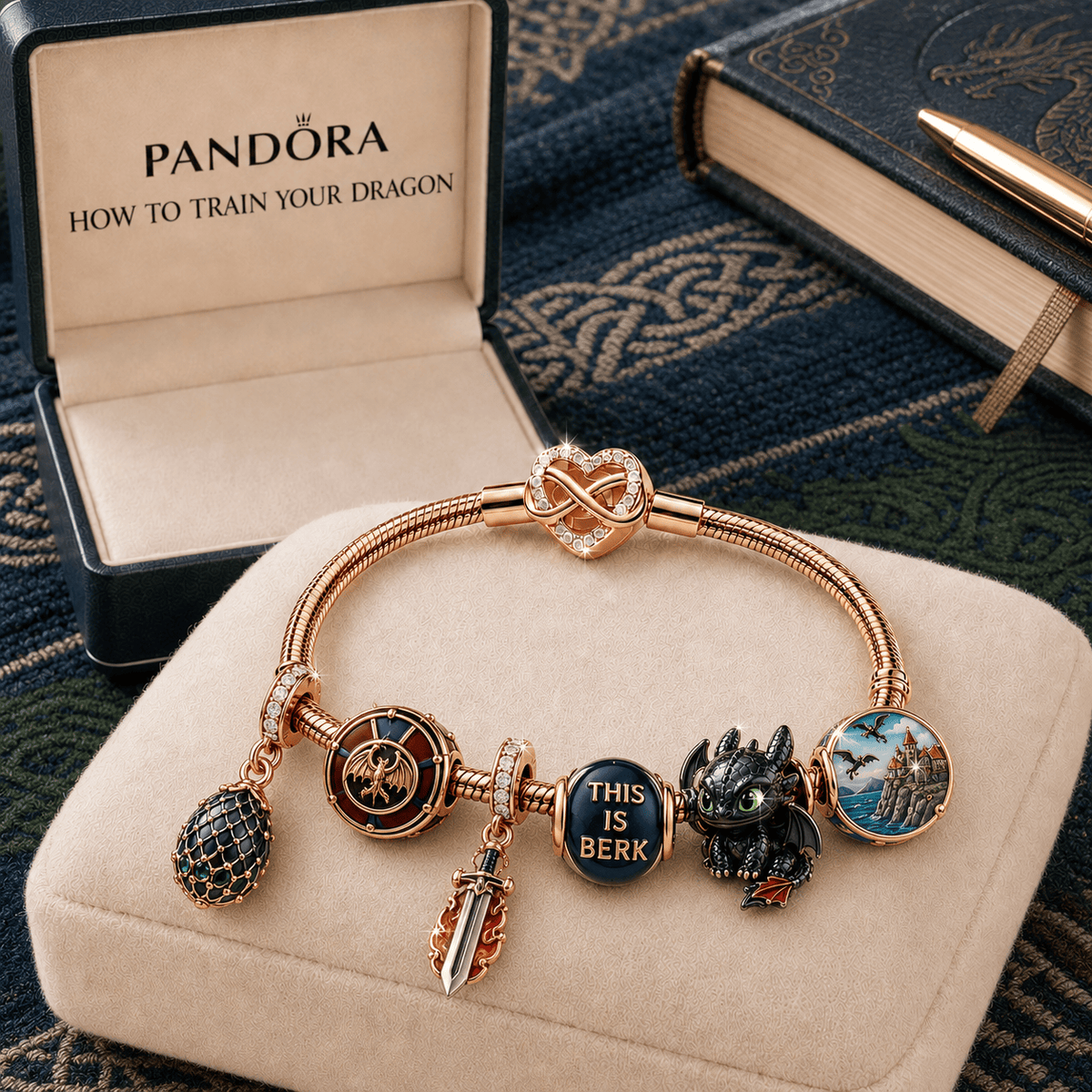 HTTYD Rose Gold Charm Bracelet Set TMH