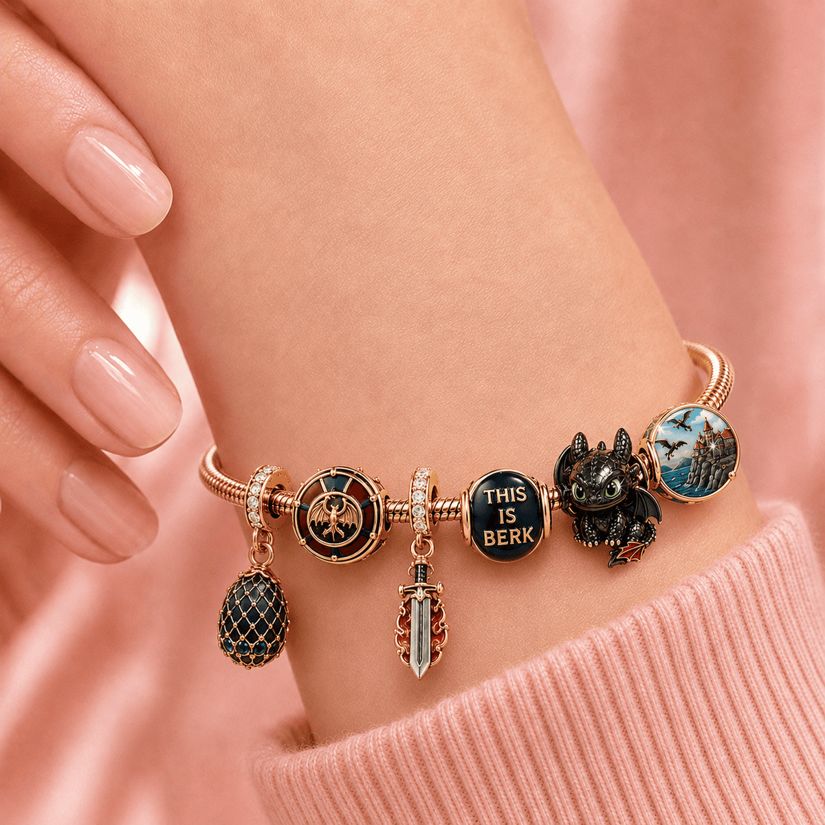 HTTYD Rose Gold Charm Bracelet Set TMH