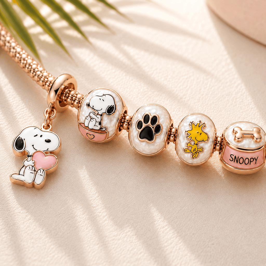 SNPY Rose Gold Charm Bracelet Set TTTT