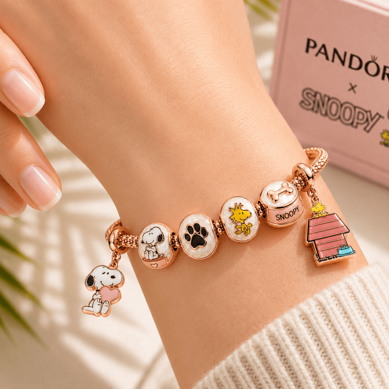 SNPY Rose Gold Charm Bracelet Set TTTT