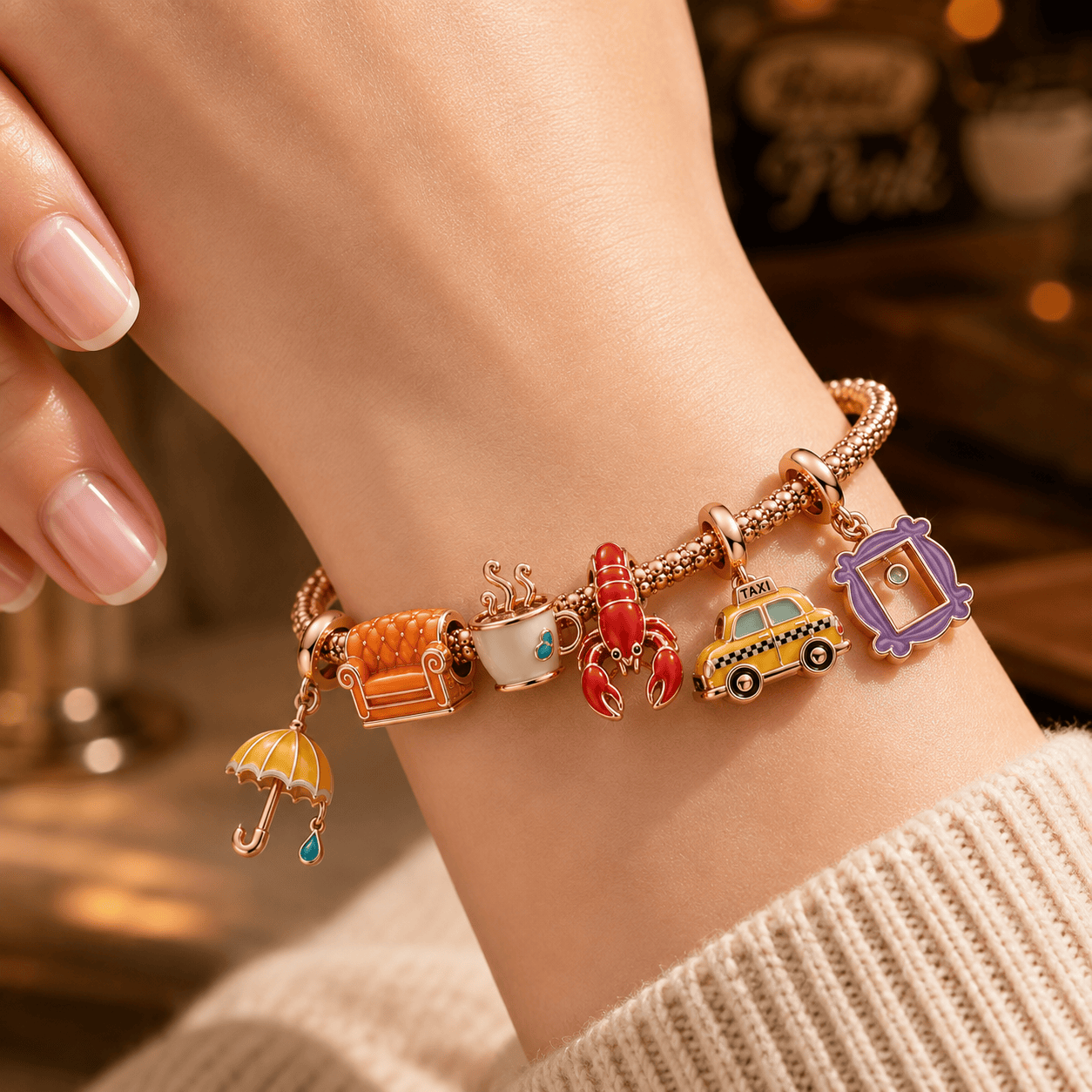 FRS Rose Gold Charm Bracelet Set TTTT
