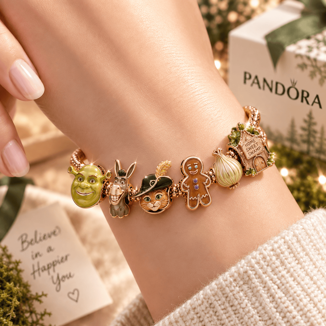 SHERK Rose Gold Charm Bracelet Set TTTT