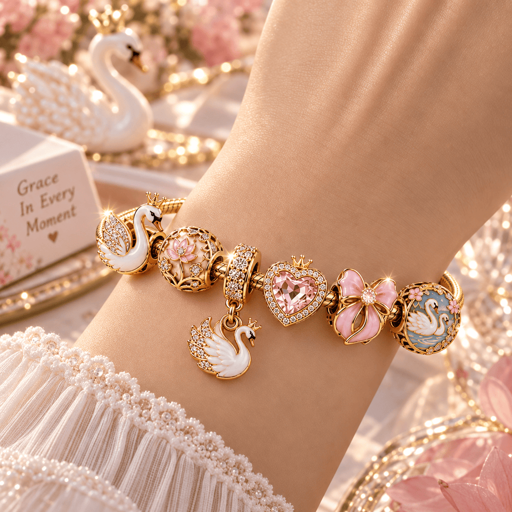 SWAN Gold Charm Bracelet Set PTT