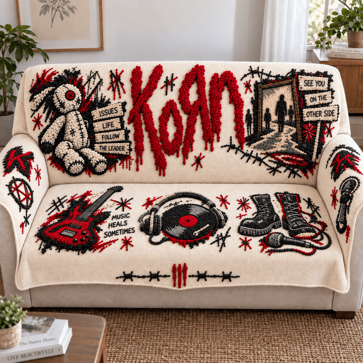 KRN Tufted Sofa Cover & Pillow Set NTKO