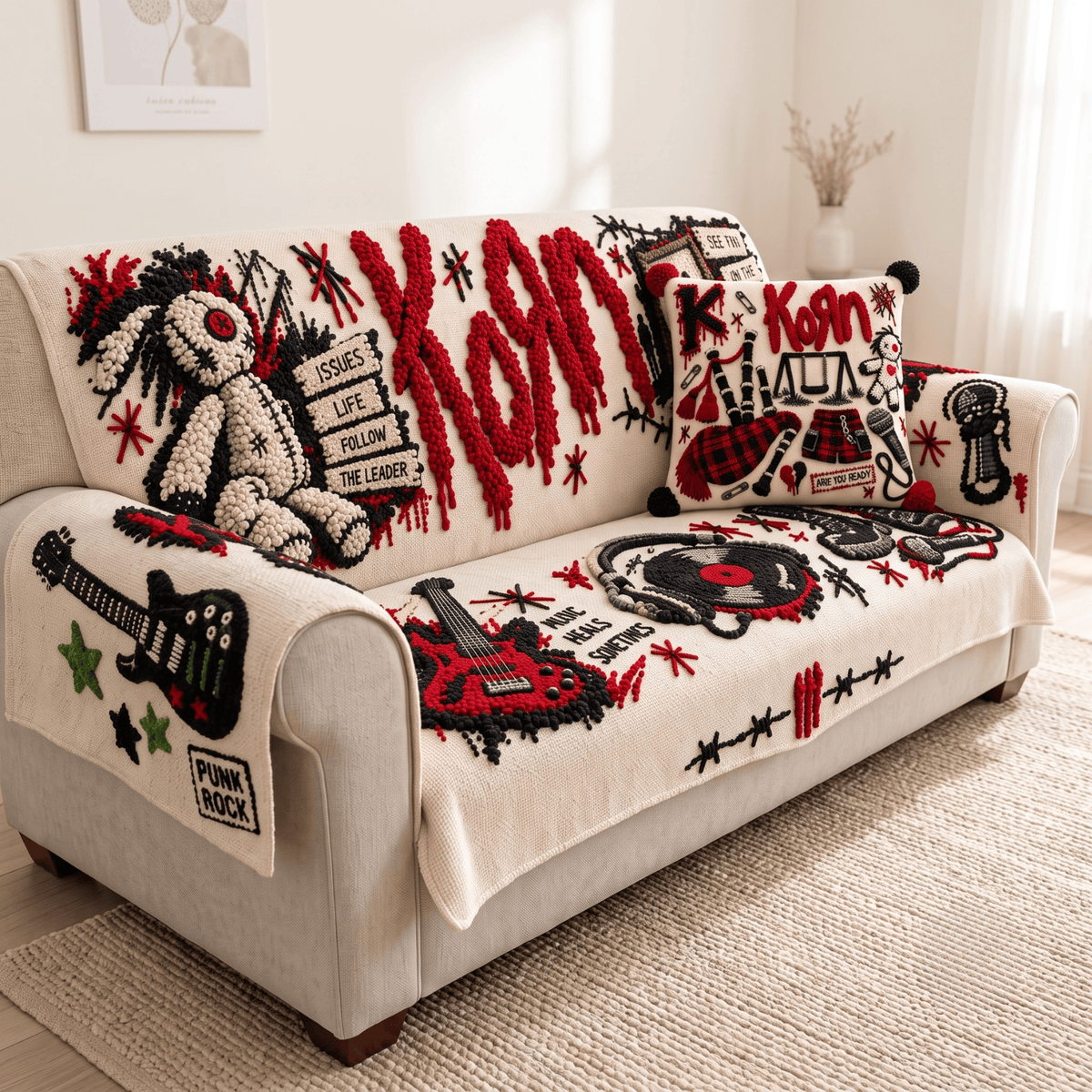 KRN Tufted Sofa Cover & Pillow Set NTKO