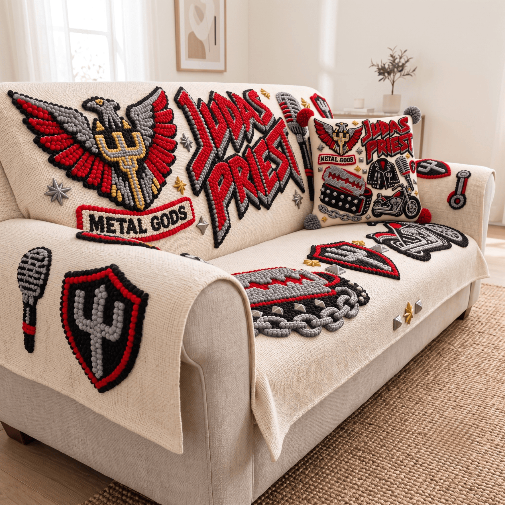 JDPR Tufted Sofa Cover & Pillow Set NTKO