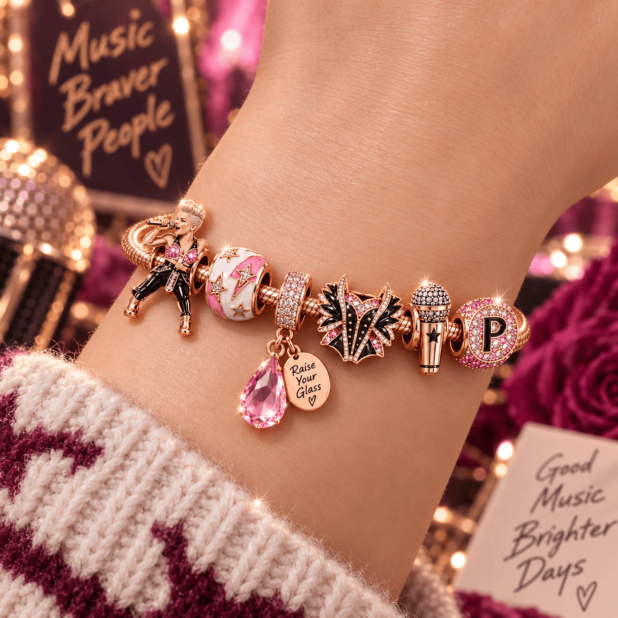 PNKN Gold Charm Bracelet Set PNPA