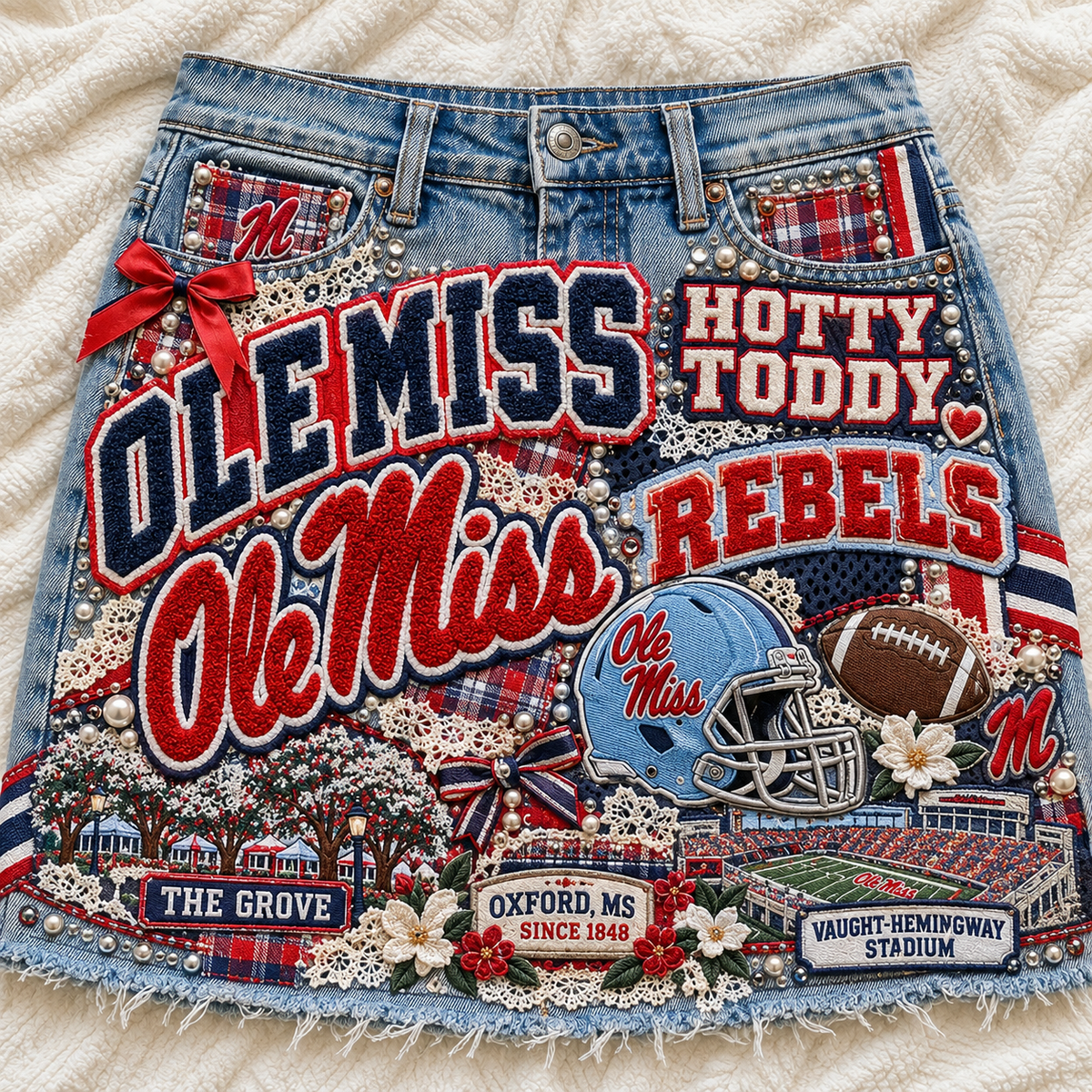 OMR Embellished Denim Skirt NTKO
