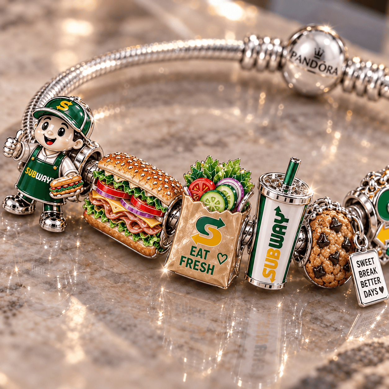 SBWY Silver Charm Bracelet Set NTTB