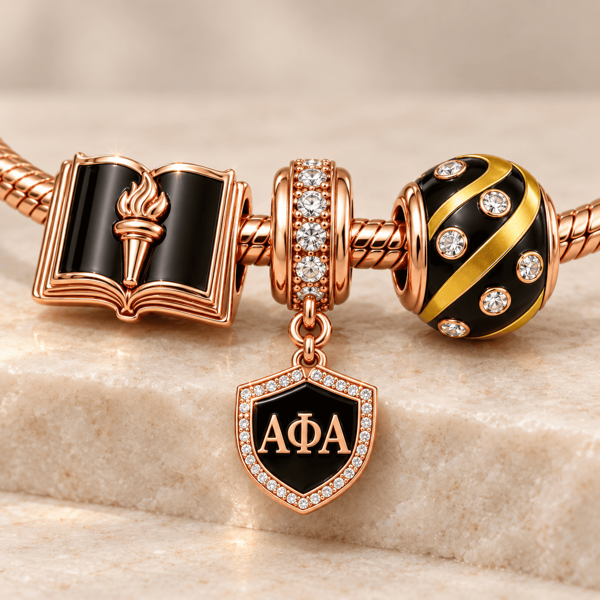 APA Gold Charm Bracelet Set NHVH