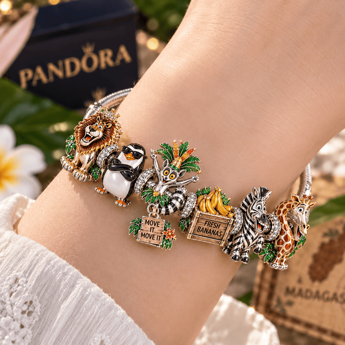 MDGC Silver Charm Bracelet Set NTTB