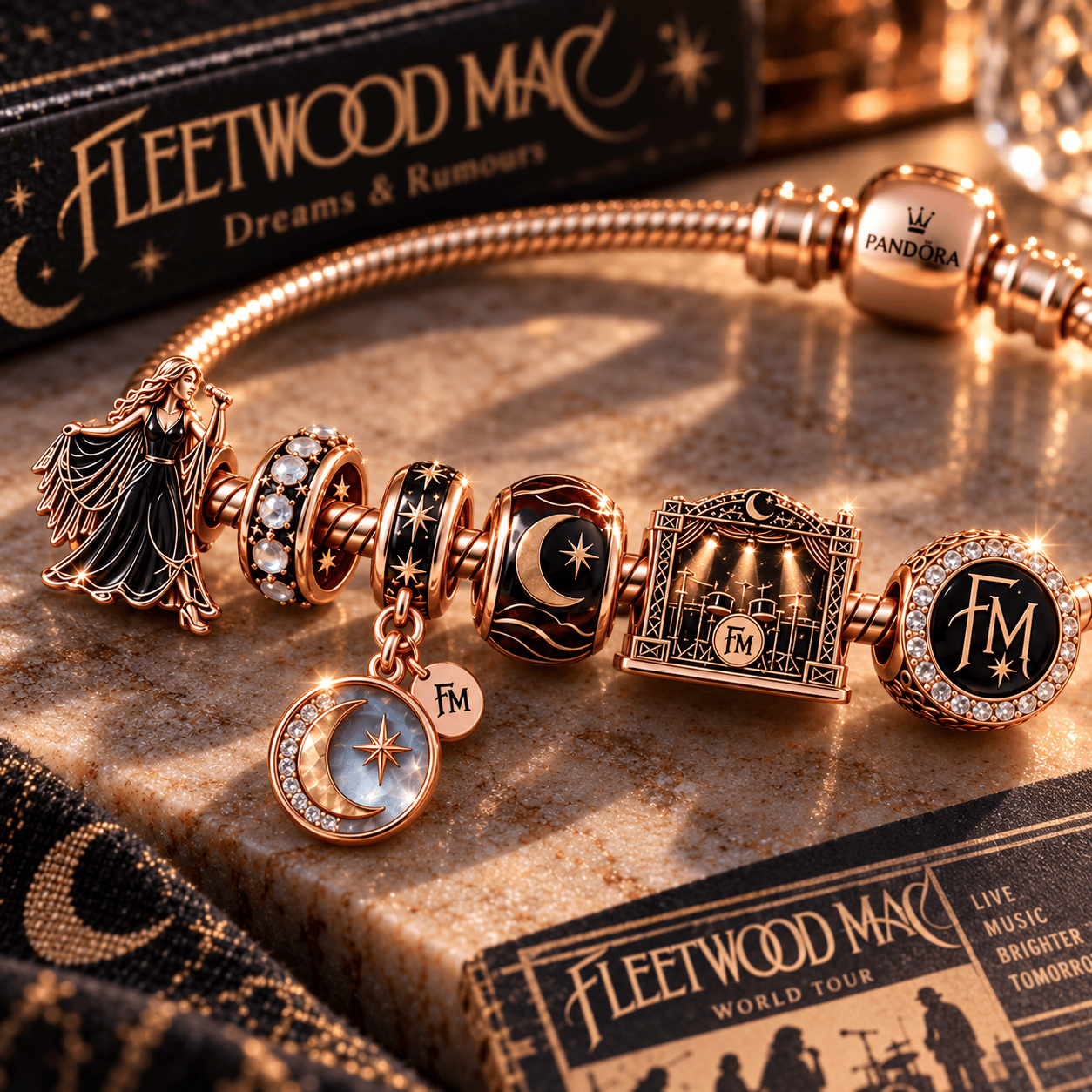 FLM Gold Charm Bracelet Set NHVH