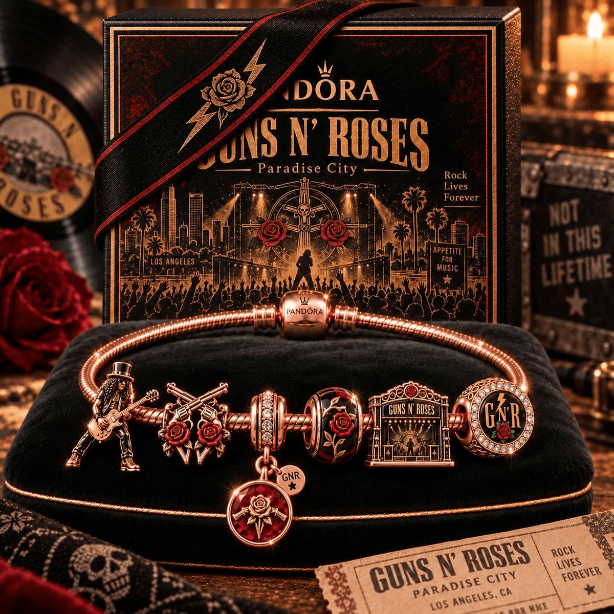 GNR Gold Charm Bracelet Set NHVH