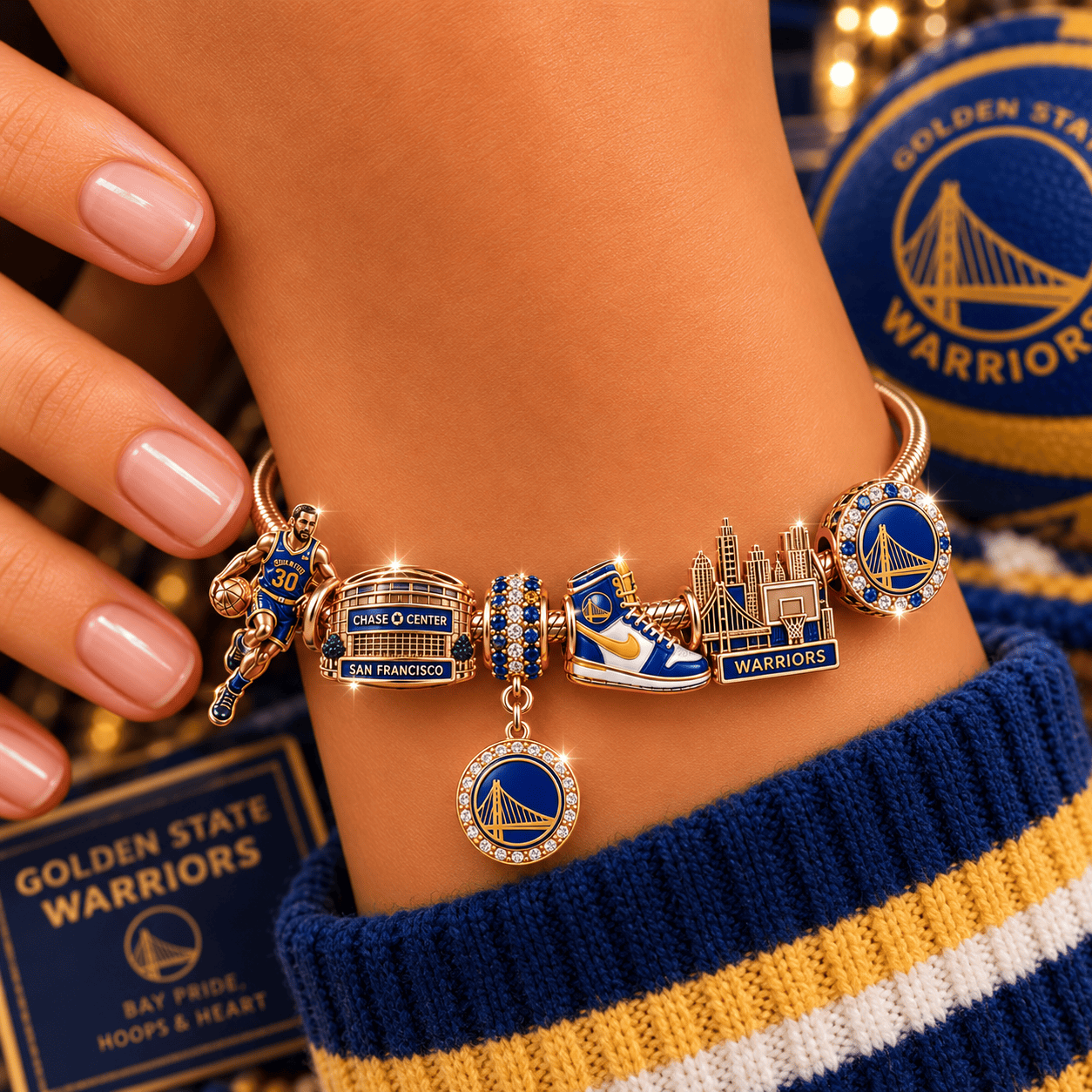 GSW Gold Charm Bracelet Set NHVH