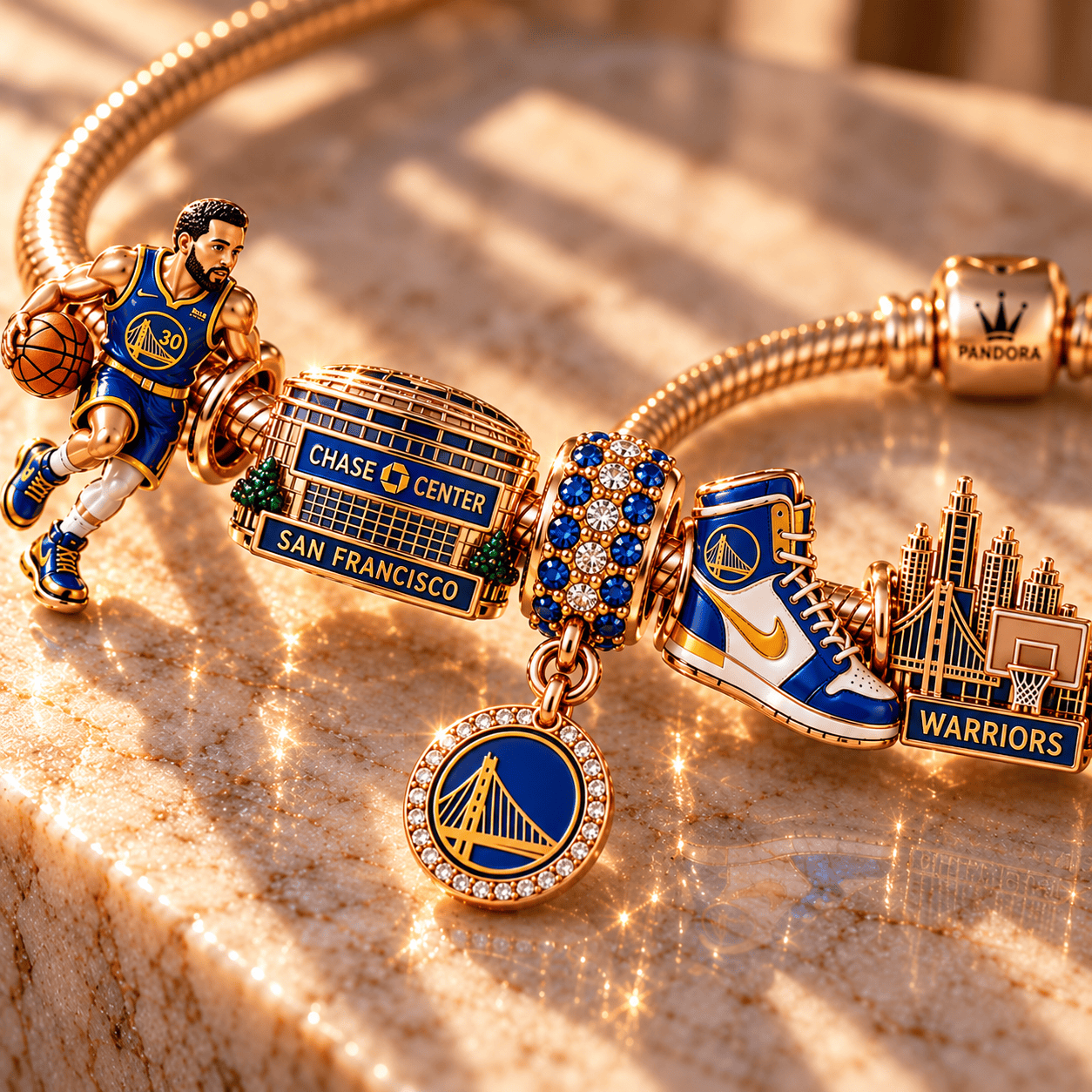 GSW Gold Charm Bracelet Set NHVH