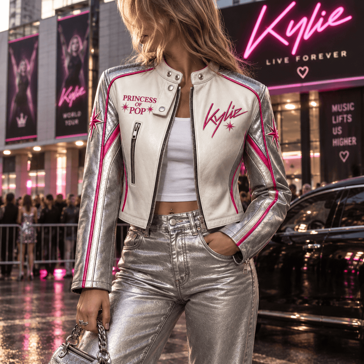 Premium KLMG Cropped Leather Zipper Jacket PVNA