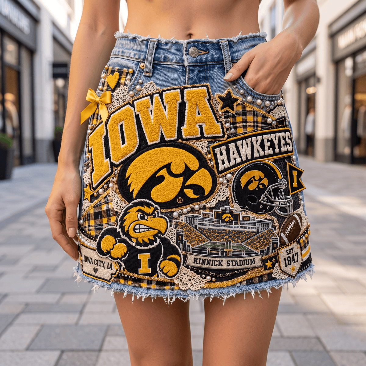 IWHK Embellished Denim Skirt NTKO