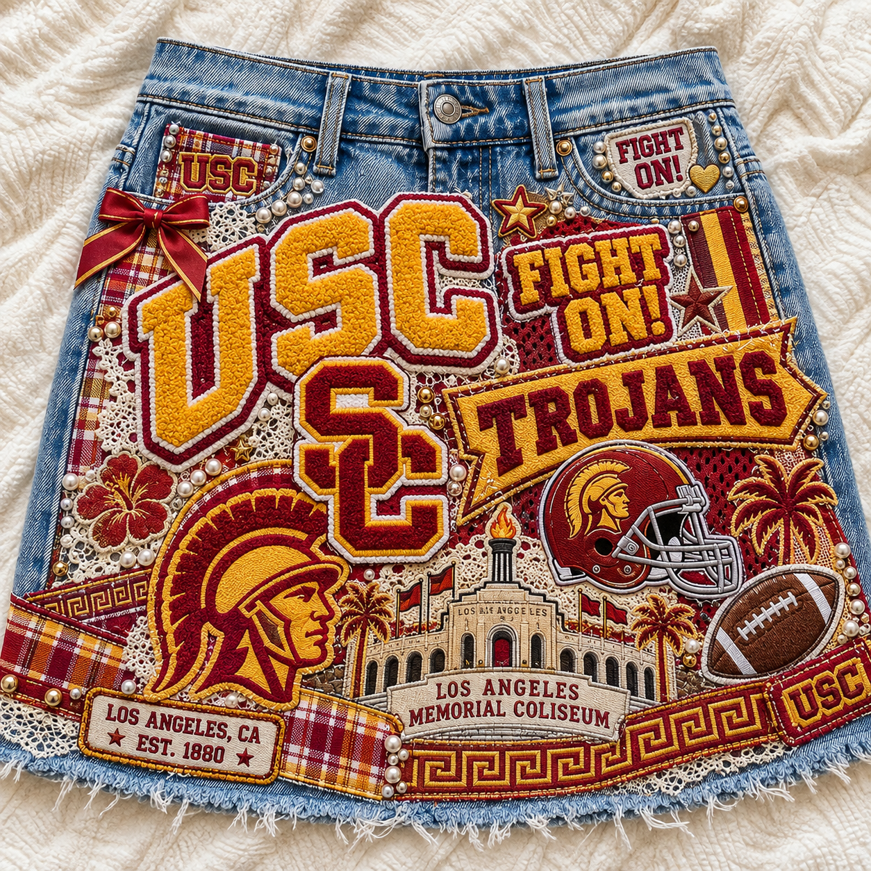 USC Embellished Denim Skirt NTKO